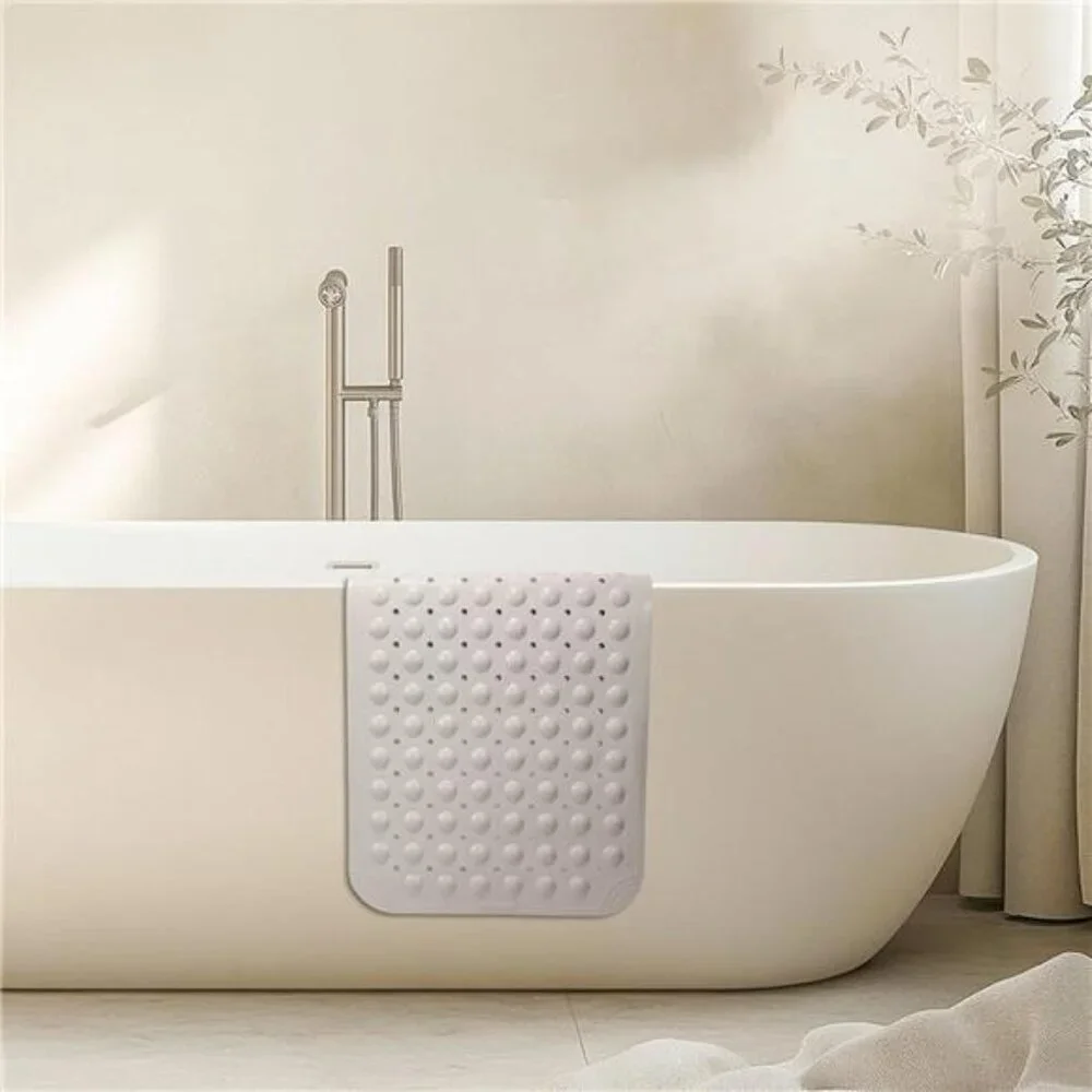 Non Slip Bathtub Shower Mat With Suction Cups Drain Holes Bathroom Safety Mat